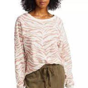 Rails Theo‎ Blush Tiger Stripes Animal Cotton  Raglan-sleeve Crewneck Sweatshirt